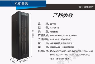 雷卡森K1-6642 加厚网络机柜 42U19英寸标准机柜 无锡雷卡森厂家直销图片_高清图_细节图